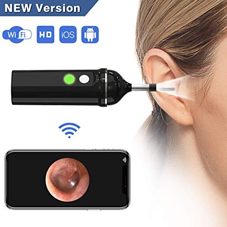 Wireless Ear Otoscope, Digital Ear Scope 720P HD WiFi Ear Inspection Camera Earwax Cleaning Tool with 6 Adjustable LEDs for iOS and Android Smartphone, iPhone, iPad, Samsung
