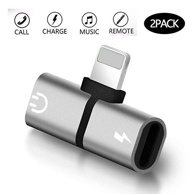 Headphone Jack Adapter for iPhone X/XR/XS, Charging Cables Headphones Splitter Charger Dual Adaptor for iPhone Audio & Charge & Call & Remote Support All iOS