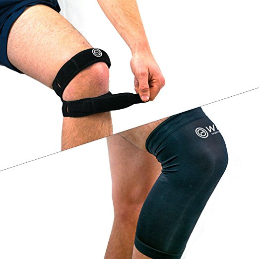 WIMI Sports & Fitness Double Patellar Tendon Strap and Copper Compression Knee Sleeve - XXL (21.5 - 23-Inch)