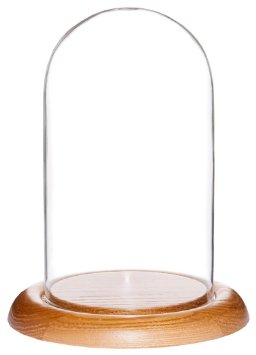 Plymor Brand Glass Display Dome / Cloche with Oak Base - 4" x 7"