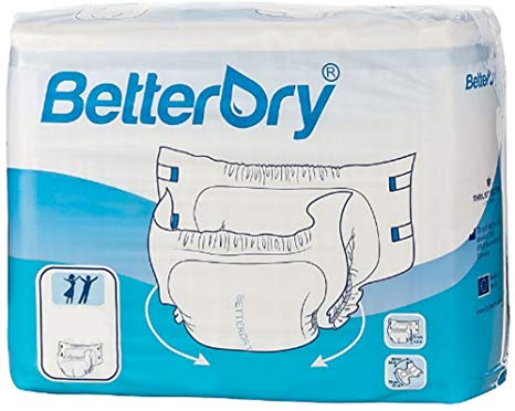 BetterDry Adult Briefs, Poly-Backed with a Thick Core Keeps You Dry All Day and Night, Comfortable and Full Range of Movement (Large 4 Bag)