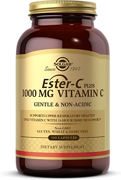 Solgar EsterC Plus 1000 mg Vitamin C with Bioflavonoids Capsules Gentle Non Acidic 24Hour Immune Support Supports Upper Respiratory Health NonGMO Gluten Free Servings, Citrus, 100 Count
