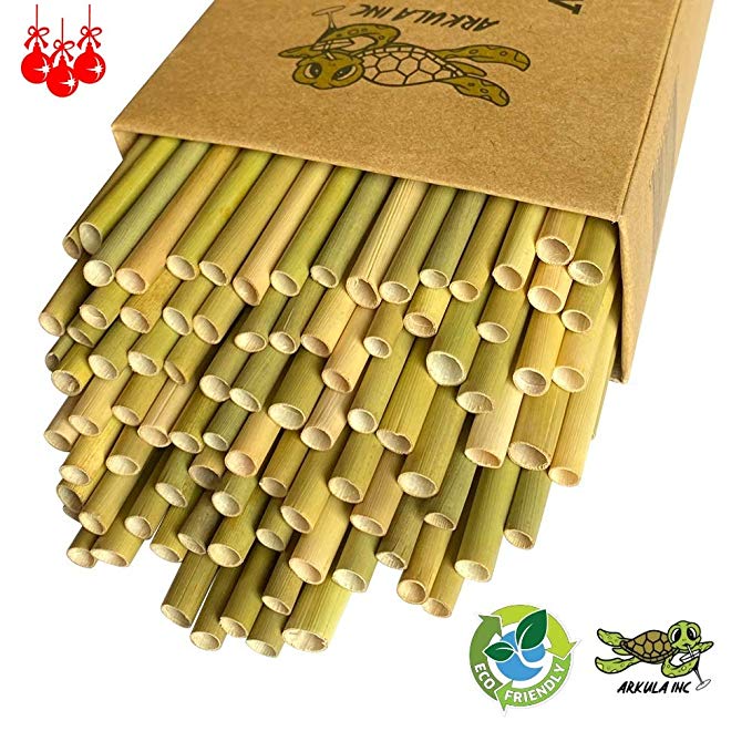 100% Premium Natural Grass Straws | Premium Set of 100 | Environmentaly Safe | 100% Biodegradable | Perfect Alternative for Plastic, Bamboo, Paper Straws