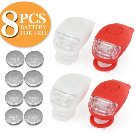 GO PAL Bicycle Taillights X3 White&Red 90 Lumens Light,Waterproof Silicone,Batteries Included