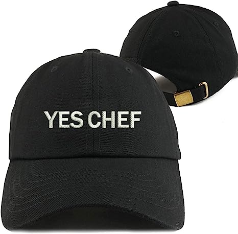 Valueon Embroidered Dad Hat Funny Text Classic Polo Style Black Baseball Cap YES Chef