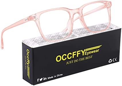 Occffy Blue Light Blocking Glasses Anti Eye Fatigue Filter Blue Ray UV Blocking Gaming Computer Glasses for Men Women Oc092 (Pink)