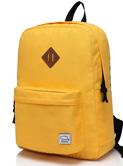 Vaschy Lightweight Backpack for Men and Women, Classic Basic Water Resistant Foldable Daypack for Sports and Traveling,School Book Bag for Teens Gold
