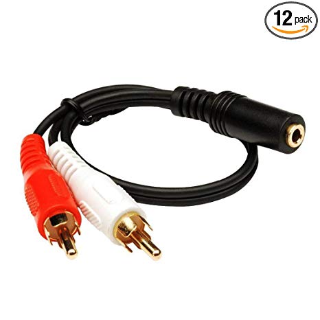 2 Pack 2 x RCA Male, 1 X 3.5mm Stereo Female, Y-Cable 6 Inch, CNE63102