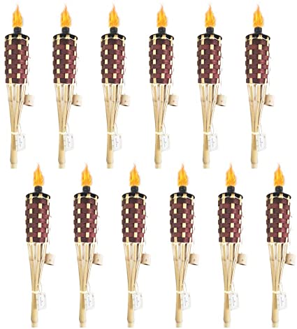 DikaSun Weave Bamboo Torches, 57'' Decorative Torch Fiberglass Wicks for Party and Camping (12, Brown)