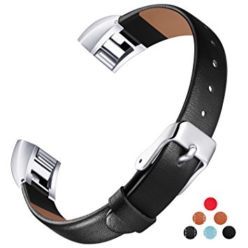 For Fitbit Alta and Alta HR Strap Genuine Leather, Mornex Classic Adjustable Replacement Wristband with Metal Connectors for Fitbit Alta (HR) Fitness Accessories