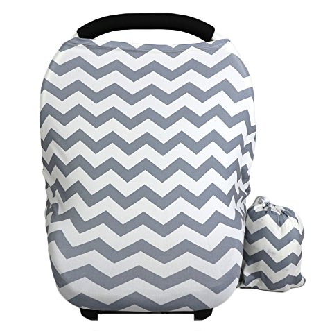 Baby Car Seat Cover canopy nursing and breastfeeding cover(grey and white chevron)