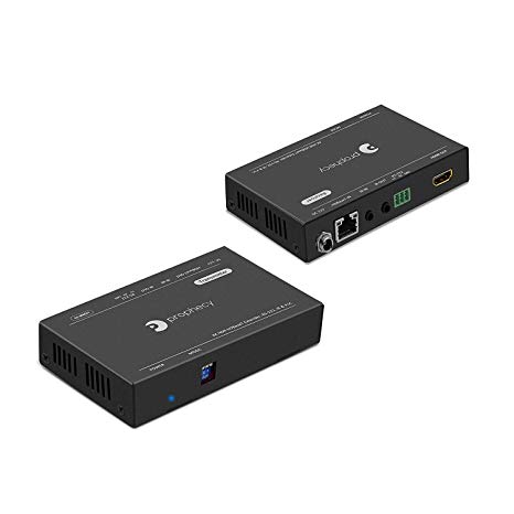 gofanco Prophecy HDBaseT HDMI Extender 4K 60Hz with RS 232 Over CAT5e/CAT6/CAT7-328ft/100m@1080p & 230ft/70m @UHD 4:4:4, Dual IR, CEC, PoC, HDR, 3D, 18Gbps, HDMI 2.0a, HDCP 2.2