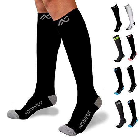 ACTINPUT Compression Socks 20-30mmHg for Men & Women - Best Stocking for Running, Medical,Flight Travel & Maternity Pregnancy