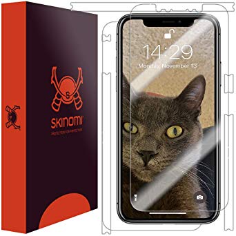 Apple iPhone Xs Max Screen Protector   Full Body (6.5"), Skinomi TechSkin Full Coverage Skin   Screen Protector for Apple iPhone Xs Max Front & Back Clear HD Film