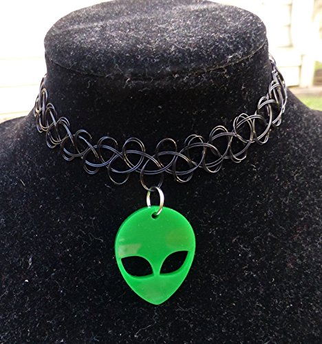 Alien Head Tattoo Choker / Green Aliens / EDM Rave Kandi