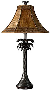 MISC 26" Brown Bronze Palm Tree Lamp Palmtree Decor Tropical Carribean Light Hawaiian Decorative Coastal Themed Beach Ocean Hexagon Shade, Resin