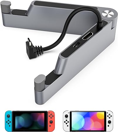 MoKo Switch Dock for Nintendo Switch/Switch OLED, Portable TV Switch Docking Station with 4K HDMI/Type C Charging Port, Replacement Dock for Official Switch Stand Base (2023 Upgrade Metal Version)