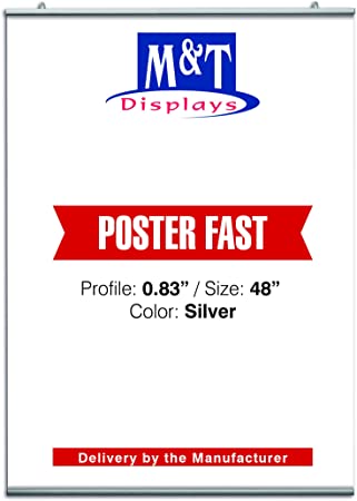 M&T Displays Heavy Duty Snap Poster Fast & Hanger Set (48") Perfect for Hanging Posters and Advertisments