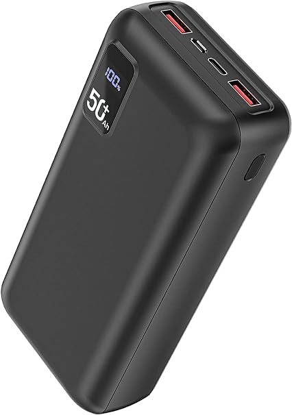 Power Bank 50000mAh Fast Charging 22.5W 3 Outputs 2 Inputs LED Display USB C External Mobile Phone Compact High Capacity Portable Charger Large Power Banks for iPhone Samsung iPad Travel Camping