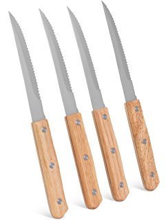 TableCraft Wood Handle Steak Knives, Set of 4