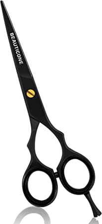 BEAUTICONE Hair Cutting Scissors | Stainless Steel Barber Scissors | Matte Black Finish Hairdressing Scissors for Salon | Smooth & Sharp Edge Blades - Hair Scissors for Men & Women