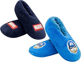 Marvel Socks and Boys Slippers with Spiderman, Captain America, Iron Man and Avengers, 2-Pack and 3-Pack, Slippers for Boys