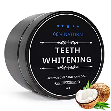 Effie Lancelot Activated Charcoal Teeth Whitening Powder, 100% Natural Black Carbon Coconut Stain Remover with No Sensitivity, Brilliant White Teeth, Fresh Breath, FDA Approved (60g, 2.12 oz)