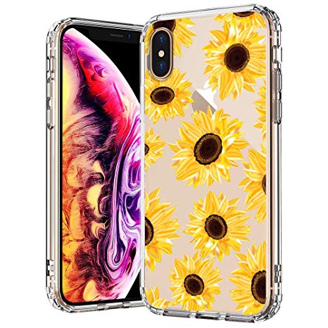 MOSNOVO iPhone Xs Max Case, Clear iPhone Xs Max Case, Sunflower Flower Floral Pattern Clear Design Transparent Plastic Back Case with TPU Bumper Case Cover for iPhone Xs Max