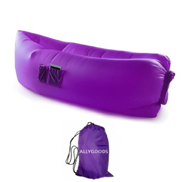 ALLYGOODS Inflatable Furniture Outdoor Air Sleep Sofa & Couch Portable Camping Lounger Sleeping Hangout Lounger with Side Bag Imitate by Nylon External Internal PVC