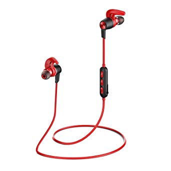 Origem HS-1 Quick Charge Magnetic Bluetooth Headphones, Wireless Stereo Sweatproof in Ear Earbuds with Mic/APT-X for Running, Gym, Exercise and Workout (Magnetic/RED)