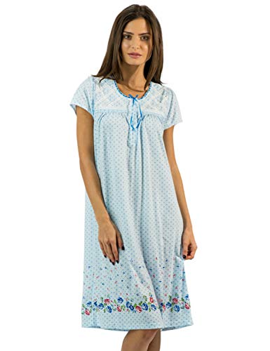 Casual Nights Women's Fancy Lace Flower Short Sleeve Nightgown
