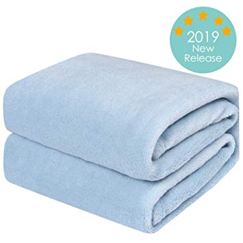 TILLYOU Micro-Fleece Plush Soft Baby Blanket Hypoallergenic Fluffy Warm Toddler Bed/Crib Blanket, Overized Lightweight Flannel Daycare Nap Blanket/Kids Sleeping/Tummy Time Blanket, 39x47, Blue