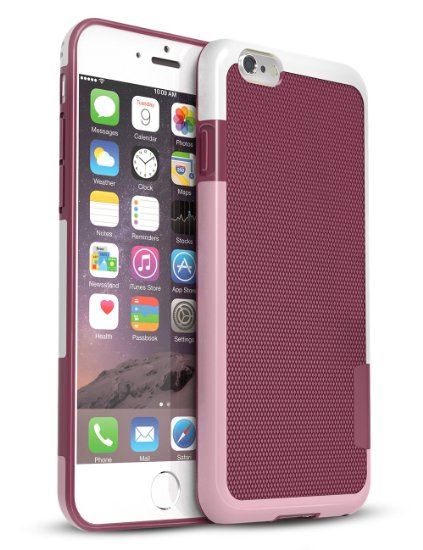 iPhone 6S Case, TILL(TM) [Ultra Hybrid] iPhone 6 / 6S (4.7 Inch) Case Hybrid Best Impact TPU Shockproof Rugged Matte Shell Exact-Fit Dual Protection Silm Back Strips Anti-slip Cover Case [Pink/White]