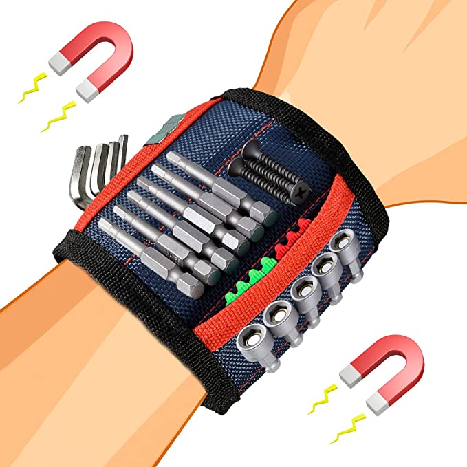 Magnetic Wristband Fathers Day Dad Gifts from Daughter Son-Birthday gifts for men/boyfriend/Handyman/Electrician/Husband/Carpenter with Strong Magnets Tool Belts for Holding Screws,Nails,Drill Bits