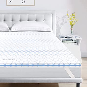 Sleepmax 2 Inch Memory Foam Mattress Topper Twin Size, Gel Infused Ventilated Design CertiPUR-US Certified Memory Foam Topper with Removable Cover for Supportive & Pressure Relieving