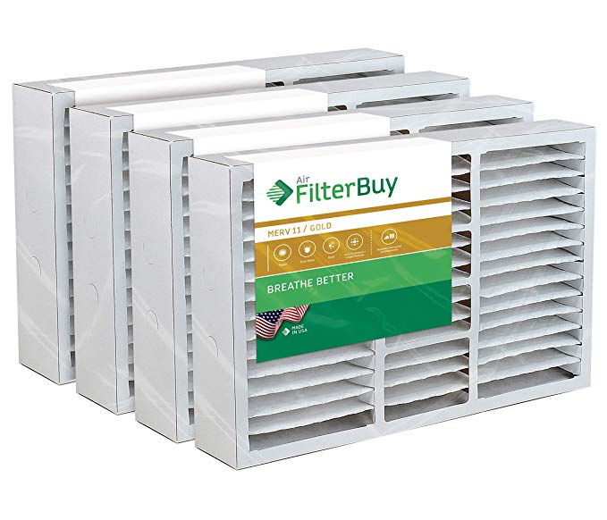 FilterBuy 16x25x5 Honeywell FC200E1029 Compatible Pleated AC Furnace Air Filters (MERV 11, AFB Gold). Replaces Honeywell 203719, FC35A1001, FC100A1026, FC100A1029 and Carrier FILXXCAR0016. 4 Pack.