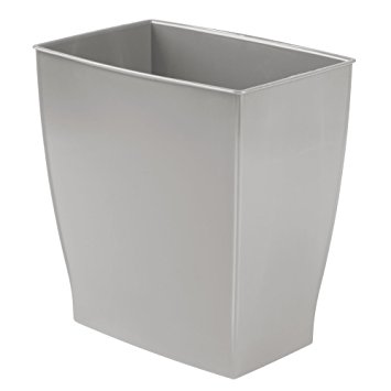 InterDesign Mono Rectangular Wastebasket Trash Can for Bathroom – Gray