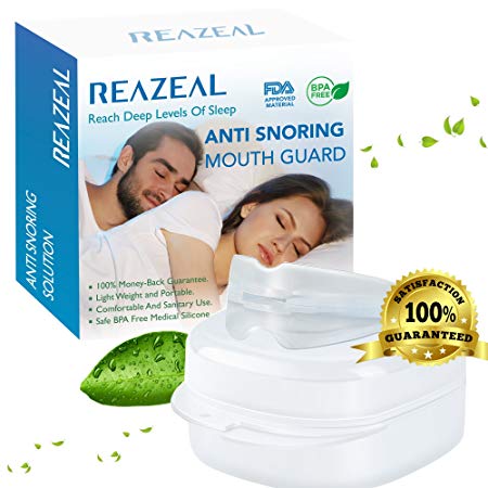 Snore Stopper Mouthpiece by Reazeal - Snoring Solution, Sleep Aid Night Mouth Guard Bruxism Mouthpiece