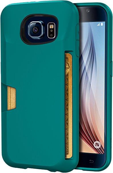 Galaxy S6 Wallet Case - Vault Slim Wallet for Galaxy S6 by Silk - Ultra Slim Protective Wallet Cover (Pacific Green)