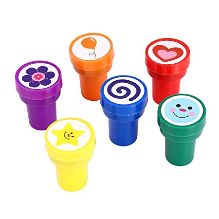 Stamps for Kids, LUCKYBIRD S1118 Best Self Inking Plastic Fun Stamps Set, 6 Count