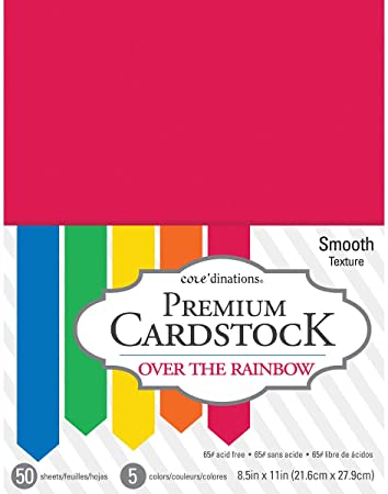 AMERICAN CRAFTS 377688 Over The Rainbow Core'dinations 8.5 x 11 Inch Value Pack 50 Sheets, 8.5-x-11-Inch, Piece