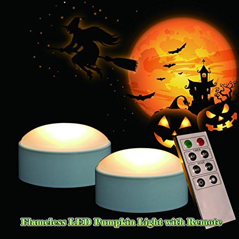 Candle Choice Set of 2 Remote Controlled Plastic LED Pumpkin Light (Small)