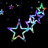 lederTEK 138 LED 82ft Star Curtain Icicle String Lights6 Small 6 Big Power Operated AC 110V For Outdoor Indoor Bedroom Holiday Festival Christmas Ornaments Decorations LightingMulti Color