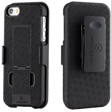 WizGear Shell Holster Combo Case for Apple iPhone Se / 5 / 5S with Kick-Stand and Belt Clip - (Fits Att, Verizon, T-Mobile Sprint)