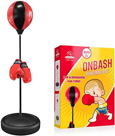 EMAAS OnBash Punching Bag Set for Kids with Punching Bag,Boxing Gloves,Hand Pump & Adjustable Stand-Safe for Kids Aged 3 & Above-Great Gift Option for Girls & Boys- Portable & Long-Lasting