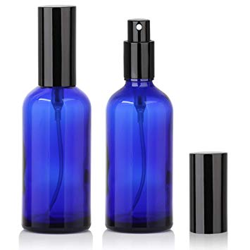 Blue Glass Spray Bottles 4oz for Essential Oils, Cologne, Perfume, Refillable Fine Mist Sprayers(2 PACK)