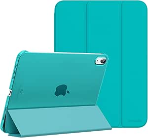 MoKo Case for iPad 10th Generation 2022, Slim Stand Hard PC Translucent Back Shell Smart Cover Case for iPad 10th Gen 10.9 inch 2022, Support Touch ID, Auto Wake/Sleep, Pagoda Blue