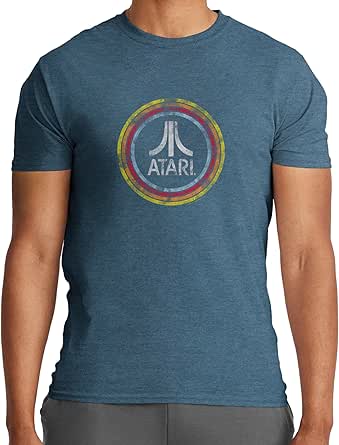 Ripple Junction Atari Men's Short Sleeve T-Shirt Distressed Classic Retro Fuji Logo in Circles Vintage Officially Licensed