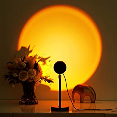 Elleety Sunset Lamp - Sunset Light Projector with 180-degree Rotation - USB Charge Sun Aura Lamp for Warm Romantic Mood - Photoshoot Sunset Lights for Indoors - Durable Aluminum Alloy Design