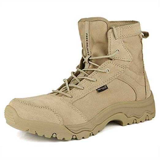 FREE SOLDIER Men's Work Boots Lightweight Army Tactical Boots for Hiking - Desert Tan Boots